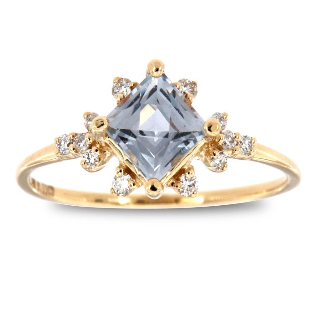 Square Lavender Sapphire Vintage Diamond Ring